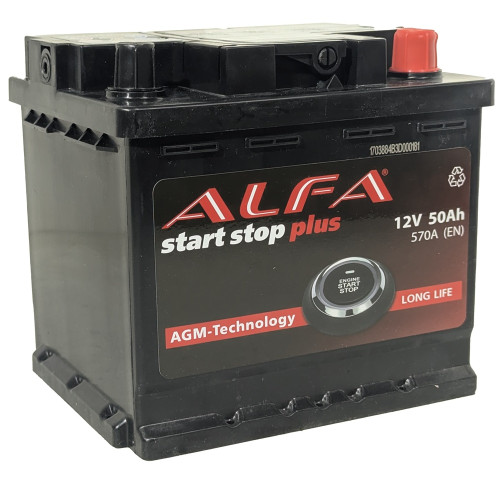 Аккумулятор ALFA AGM 50 R (50 А·ч / 570 А) с правым плюсом для систем Start‑Stop