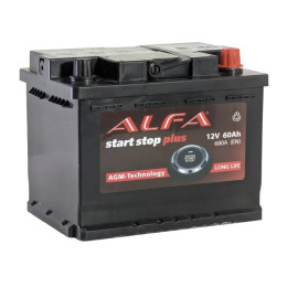 Аккумулятор ALFA AGM 60 R (60 А·ч / 680 А) правый плюс