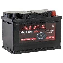 Аккумулятор ALFA AGM 70 R (70 А·ч / 760 А) правый плюс