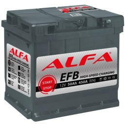 Аккумулятор ALFA EFB 50 R (50 А·ч / 450 А) правый плюс