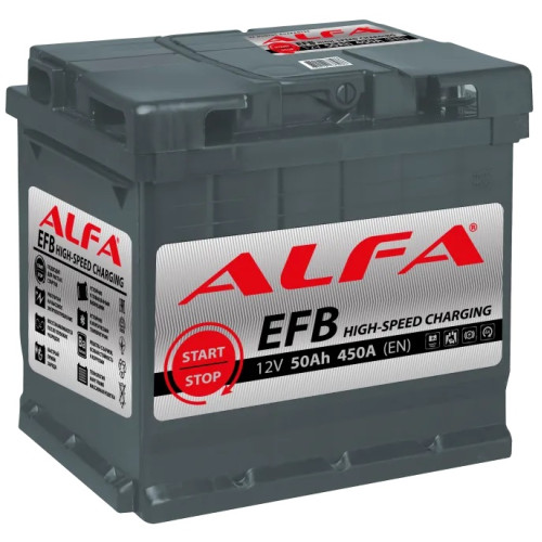 Аккумулятор ALFA EFB 50 R (50 А·ч / 450 А) правый плюс