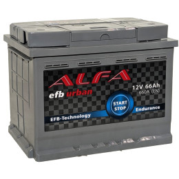 Аккумулятор ALFA EFB 66 R (66 А·ч / 660 А) правый плюс