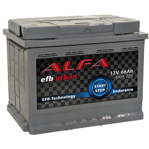 Аккумулятор ALFA EFB 66 R (66 А·ч / 660 А) правый плюс