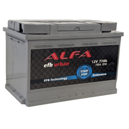 Аккумулятор ALFA EFB 77 R (77 А·ч / 780 А) правый плюс