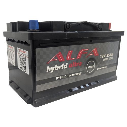 Аккумулятор ALFA Hybrid 85 R низкий (85 А·ч / 800 А) с правым плюсом
