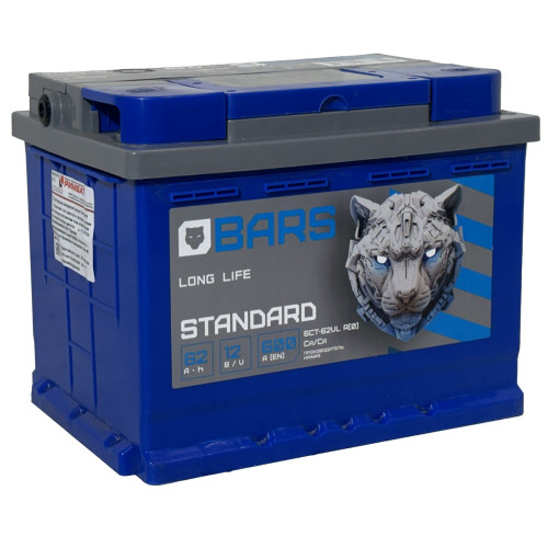 Аккумулятор BARS Standard 62 R (62 А·ч / 600 А) с правым плюсом