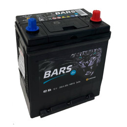 Аккумулятор BARS Asia 42 JR (42 А·ч / 350 А) правый плюс, тонкие клеммы с бортом