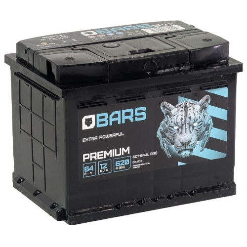 Аккумулятор BARS Premium 64 R (64 А·ч / 620 А) с правым плюсом
