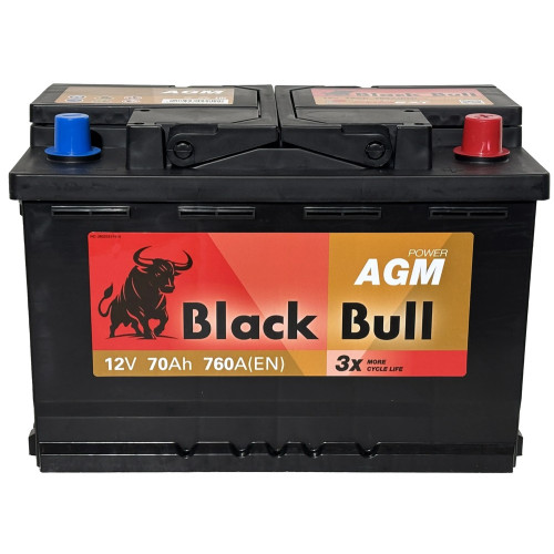 Аккумулятор BLACK BULL AGM 70 R (70 А·ч / 760 А) правый плюс