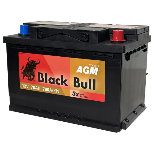 Аккумулятор BLACK BULL AGM 70 R (70 А·ч / 760 А) правый плюс