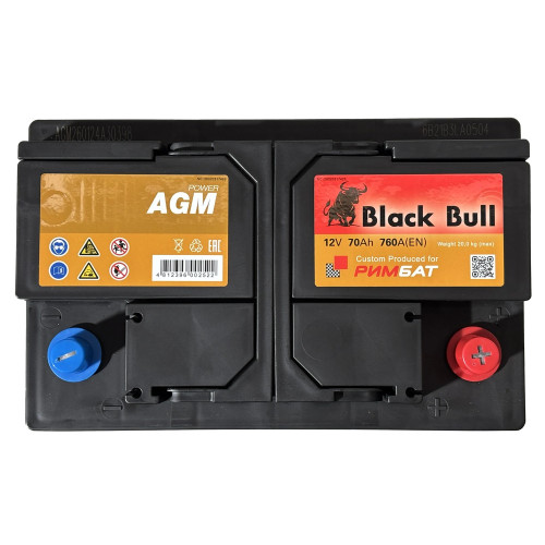 Аккумулятор BLACK BULL AGM 70 R (70 А·ч / 760 А) правый плюс