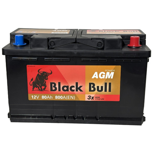 Аккумулятор BLACK BULL AGM 80 R (80 А·ч / 800 А) правый плюс