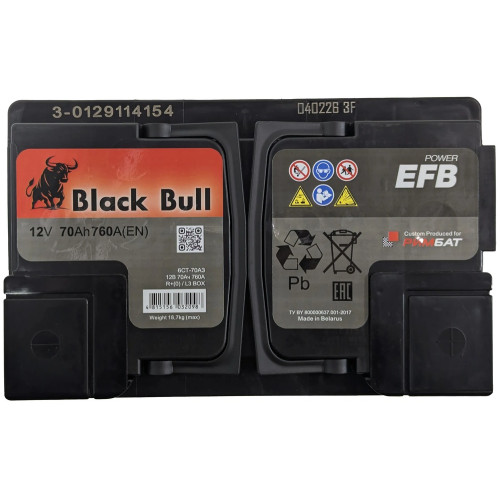 Аккумулятор BLACK BULL EFB 70 R (70 А·ч / 760 А) правый плюс
