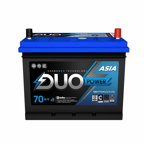Аккумулятор Duo Power 70ah JIS R+ (70 А·ч / 710 А) для легковых автомобилей