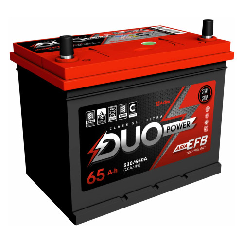 Аккумулятор Duo Power EFB 65Ah JIS (65 А·ч / 660 А) для легковых автомобилей