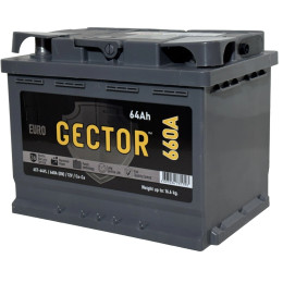 Аккумулятор GECTOR 64 R (64 А·ч / 660 А) для легковых автомобилей
