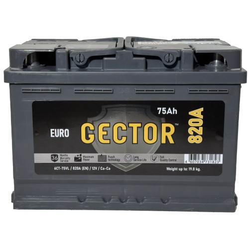 Аккумулятор GECTOR 75 R (75 А·ч / 820 А) для легковых автомобилей