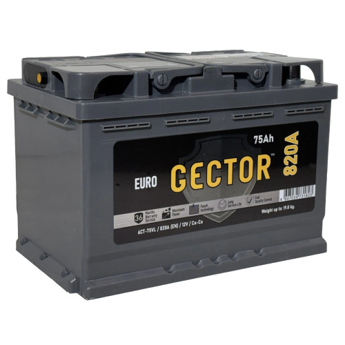 Аккумулятор GECTOR 75 R (75 А·ч / 820 А) для легковых автомобилей