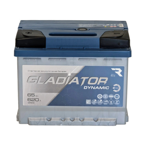 Аккумулятор GLADIATOR Dynamic 65 L (65 А·ч / 620 А) для легковых автомобилей