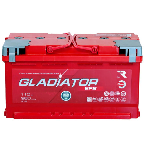 Аккумулятор GLADIATOR EFB 110 R (110 А·ч / 960 А) для легковых автомобилей