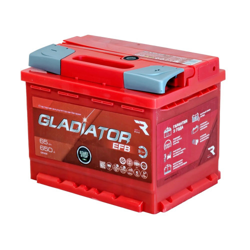 Аккумулятор GLADIATOR EFB 65 R (65 А·ч / 650 А) для легковых автомобилей