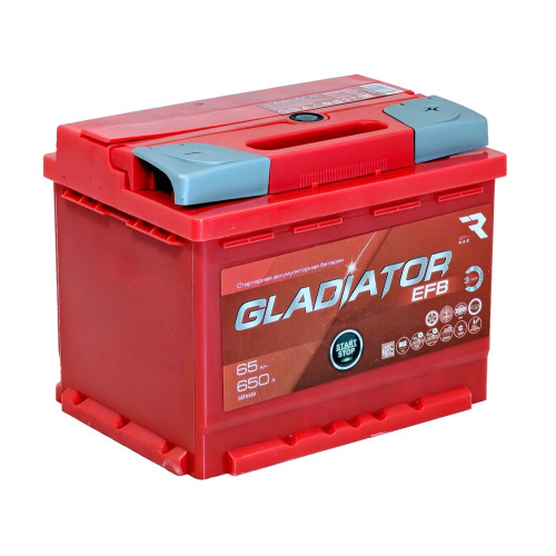 Аккумулятор GLADIATOR EFB 65 R (65 А·ч / 650 А) для легковых автомобилей