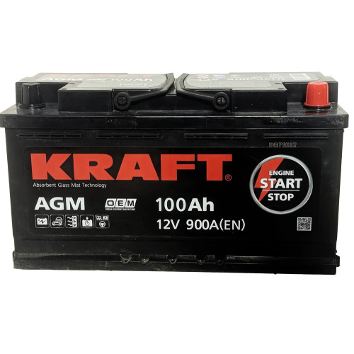 Аккумулятор KRAFT AGM 100 R (100 А·ч / 900 А) для легковых автомобилей