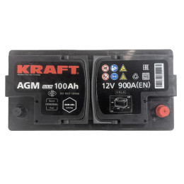 Аккумулятор KRAFT AGM 100 R (100 А·ч / 900 А) для легковых автомобилей