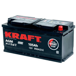 Аккумулятор KRAFT AGM 105 R (105 А·ч / 950 А) для легковых автомобилей
