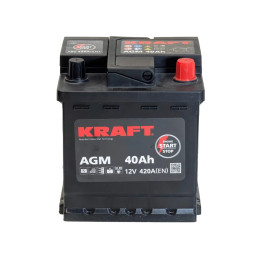 Аккумулятор KRAFT AGM 40 R (40 А·ч / 420 А) для легковых автомобилей