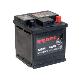 Аккумулятор KRAFT AGM 40 R (40 А·ч / 420 А) для легковых автомобилей