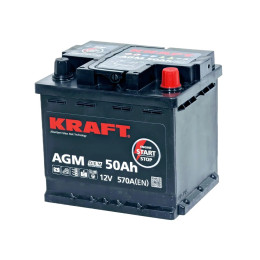 Аккумулятор KRAFT AGM 50 R (50 А·ч / 570 А) для легковых автомобилей
