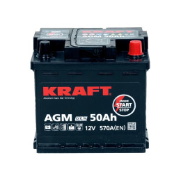 Аккумулятор KRAFT AGM 50 R (50 А·ч / 570 А) для легковых автомобилей