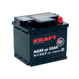Аккумулятор KRAFT AGM 50 R (50 А·ч / 570 А) для легковых автомобилей