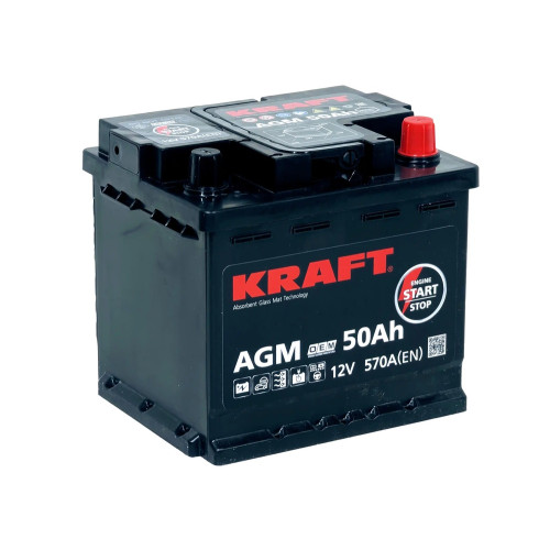 Аккумулятор KRAFT AGM 50 R (50 А·ч / 570 А) для легковых автомобилей