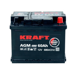 Аккумулятор KRAFT AGM 60 R (60 А·ч / 680 А) для легковых автомобилей