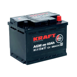 Аккумулятор KRAFT AGM 60 R (60 А·ч / 680 А) для легковых автомобилей