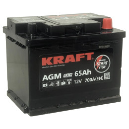 Аккумулятор KRAFT AGM 65 R (65 А·ч / 700 А) для легковых автомобилей