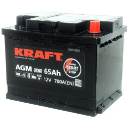 Аккумулятор KRAFT AGM 65 R (65 А·ч / 700 А) для легковых автомобилей
