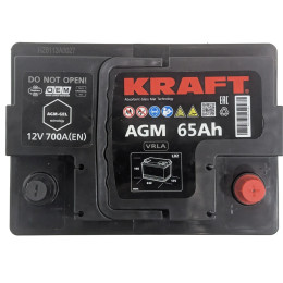 Аккумулятор KRAFT AGM 65 R (65 А·ч / 700 А) для легковых автомобилей
