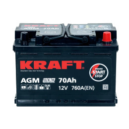 Аккумулятор KRAFT AGM 70 R (70 А·ч / 760 А) для легковых автомобилей