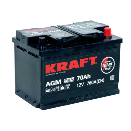 Аккумулятор KRAFT AGM 70 R (70 А·ч / 760 А) для легковых автомобилей