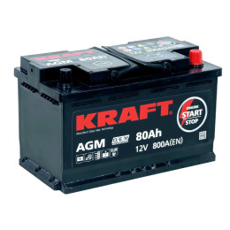 Аккумулятор KRAFT AGM 80 R (80 А·ч / 800 А) для легковых автомобилей
