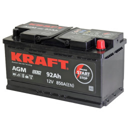 Аккумулятор KRAFT AGM 92 R (92 А·ч / 850 А) для легковых автомобилей