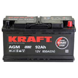 Аккумулятор KRAFT AGM 92 R (92 А·ч / 850 А) для легковых автомобилей