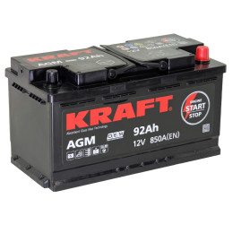 Аккумулятор KRAFT AGM 92 R (92 А·ч / 850 А) для легковых автомобилей