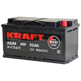 Аккумулятор KRAFT AGM 92 R (92 А·ч / 850 А) для легковых автомобилей
