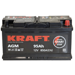 Аккумулятор KRAFT AGM 95 R (95 А·ч / 850 А) для легковых автомобилей