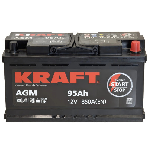 Аккумулятор KRAFT AGM 95 R (95 А·ч / 850 А) для легковых автомобилей