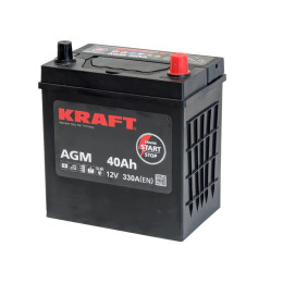 Аккумулятор KRAFT AGM Asia 40 JR (40 А·ч / 330 А) для легковых автомобилей